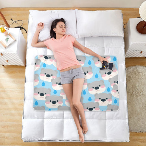siphylline 52" 34" Cartoon Cute Beer Grey Extra Large Resuable Bed Underpads Water Resistant Diaper Changing Pad