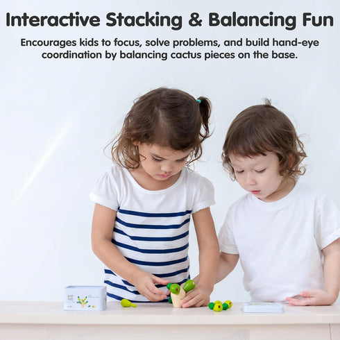 3+ PlanToys Mini Balancing Cactus | Montessori Wooden Toy for Toddlers | STEM Game for Fine Motor Skills, Logic