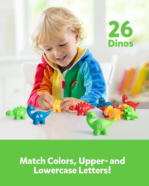 26 Coogam Matching Letters Fine Motor Toy, PCS Double-Sided ABC Dinosaur Alphabet Match Game with Uppercase Lowercase