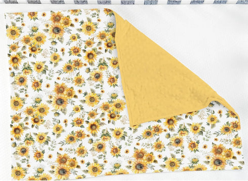 Summer 30x40 Yellow Sunflower Floral Baby Blankets for Girl Boy Boho Sunflowers Leaves Soft Mink Dotted Backing Double