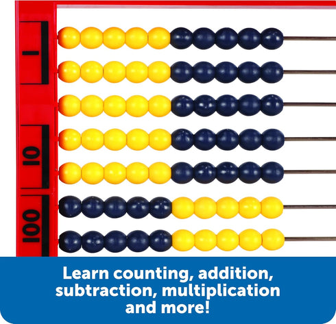 Learning Resources 2-Color Desktop Abacus, Red Frame, Color Coded, Math Concepts, Ages 5+
