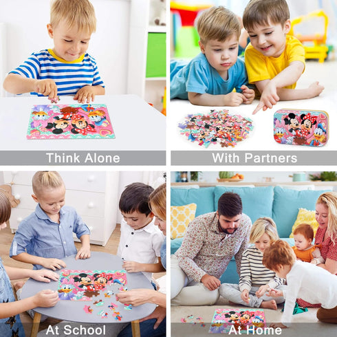 LELEMON 60 Piece Puzzles for Kids Ages 4-8, Educational Learning Jigsaw Toys in a Metal Box for Girls and Boys.