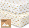 Pack and Play Sheets Fitted, 2-Pack Mini Crib Sheets, Organic Fitted for Pack N Play Mattress, Construction