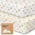 Pack and Play Sheets Fitted, 2-Pack Mini Crib Sheets, Organic Fitted for Pack N Play Mattress, Construction