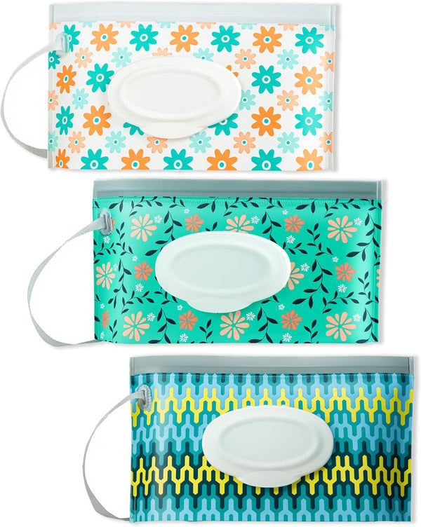 LOYMOK 3 Pack On The Go Wipes Dispenser,Refillable Baby Wipes Container for Travel,