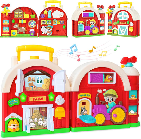 1-2 1-3, 12-18 1+ Toddler Toys for Year Old Boys & Girls, Farm Barn Montessori Busy Board, Early Educational Toy