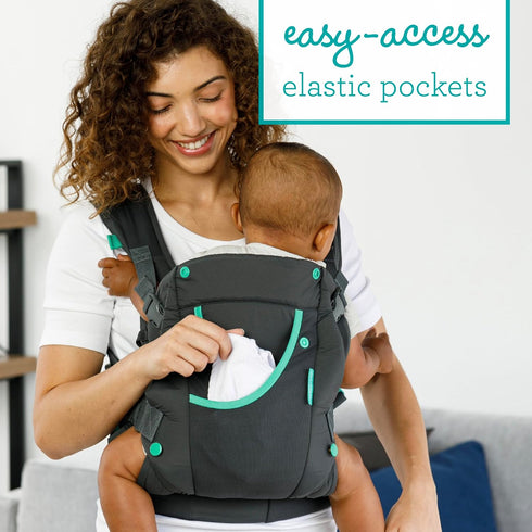 Infantino Carry On Active - Ergonomic Multi-Pocket Infant & Toddler Carrier, 8-40 lbs, with Storage
