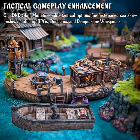 28mm CZYY DND Skiff Miniature Hand-Painted Resin Medieval Row Boat Fantasy Tabletop RPG Scatter Terrain for Wargames