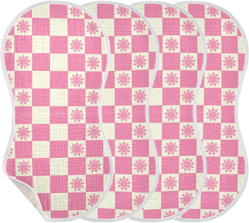 tplaotee 22x11in Peach Sun Checker Plaid Pattern Cotton burping Cloth Easy Care Baby wash Cloth for Unisex boy and Girl