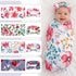 4 Sets Set 4 Moukeren Newborn Receiving Blanket Headband Baby Flower Swaddle Infant Sleepsack Nursery Blankets for Warm