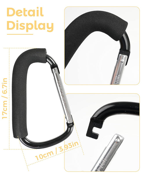 2 Pack Stroller Hooks, 6.3" Large Clip for Hanging Bags and Shopping, Stroller Accessories for Mommy