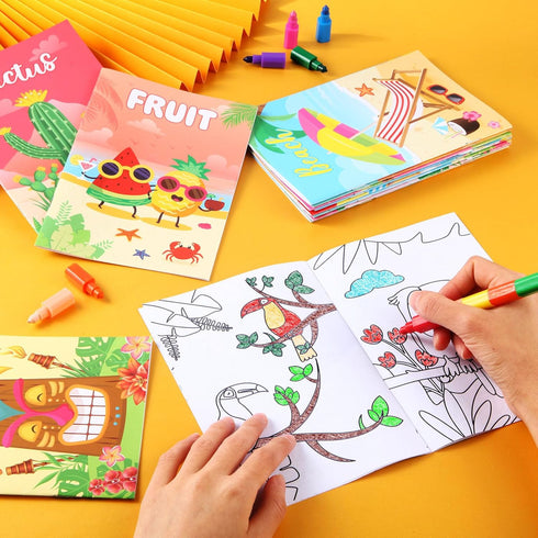 24 Summer Summer BenLouis Pcs Mini Coloring Books Kids Pool Beach Party Favors Small Activity Books Bulk for Kids