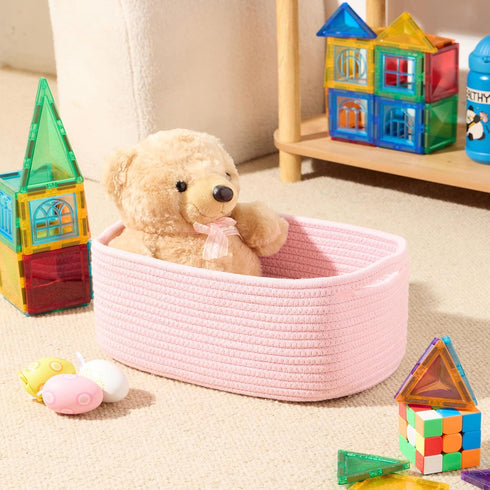 Closet 13x8.5x5.1 3 Packs MiniArk Small Storage Baskets for Organizing | Organizer Bins | Shelf Toy Basket | Woven Rope