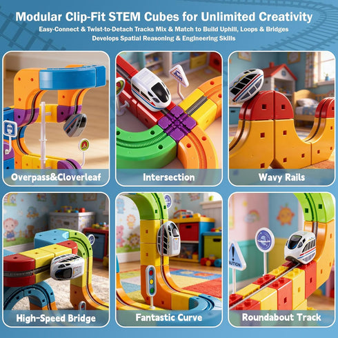BFTDjanus 3D Set, 3-6, Girls(51 Infinity Track Magnetic Train for Toddlers Ages Flexible & Buildable Railway Toys
