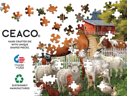 300 Ceaco - Tom Wood - Farm Animal Friends - Oversized Piece Jigsaw Puzzle