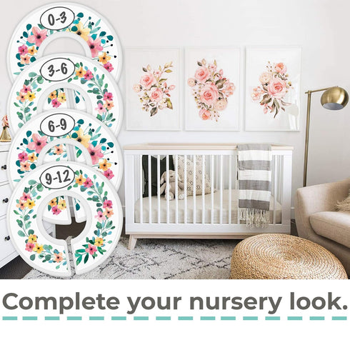 Baby Closet Size Dividers - Rustic Floral Nursery Closet Dividers for Baby Clothes - Month Dividers for Baby Girl