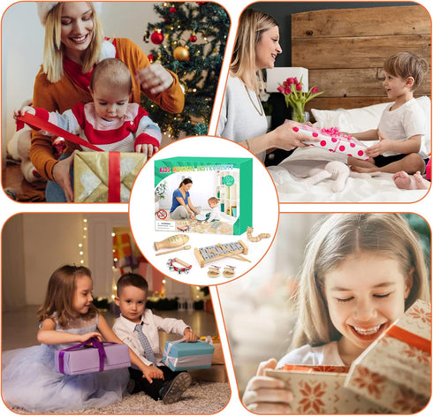 kaqinu Instruments,100% Sets, 23 Kids Musical Natural Wooden Music Percussion Toy Pcs Tambourine Xylophone Toys
