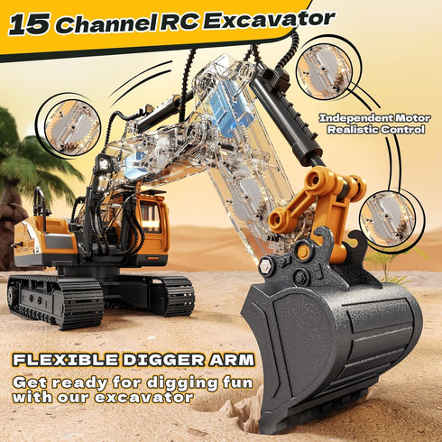 3 4 5 6 7 8 15 2.2 lb 4-6 RC Excavator Toys for Year Old Toddler Boys, Channel Remote Control Construction Toys