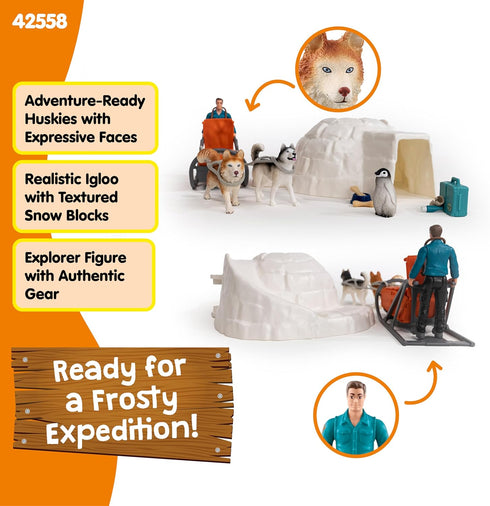 19 Playset Set 3 8 42558 schleich Wild Life - PC Antarctic Expedition with Ranger, Husky Dogs, and Penguin Animal