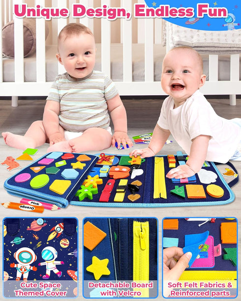 Gojmzo Busy Board Montessori Toys for Toddler Boy Birthday Gifts, Busy Book Sensory Toys for Toddlers, Learning