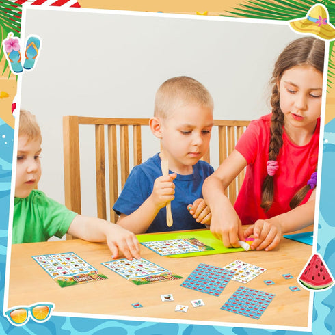 Liliful 35 Pcs Summer Bingo Games - 24 Players Beach Party Bingo Cards for Family & Classroom Activities