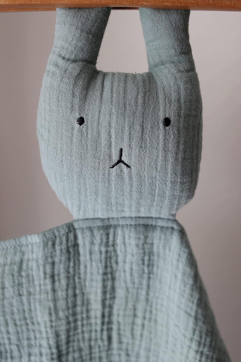 12 15 Marlowe & Co Organic Cotton Muslin Bunny Lovey Security Blanket, in x in (Sage)