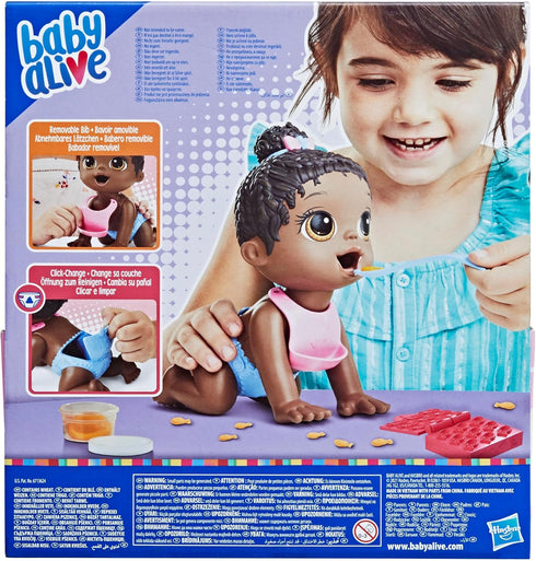 Baby Alive Lil Snacks Doll, Snack-Themed 8-Inch Baby Doll, Snack Box Mold, Toy for Kids 3+, Black Hair