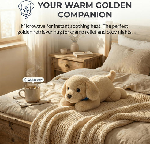 1.7lb 16" Heating Pad Stuffed Animal, Microwavable Dog Plush for Cramps & Anxiety Relief, Golden Retriever Weighted