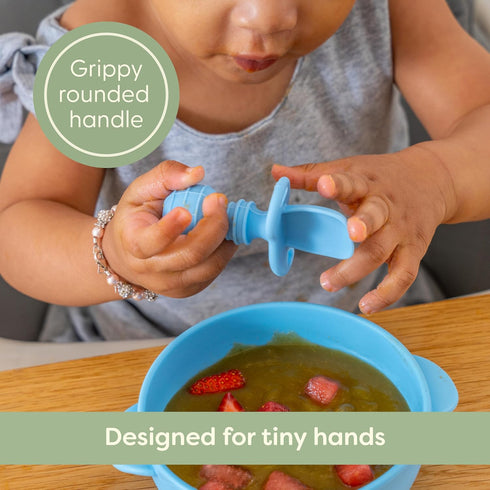 UpwardBaby Silicone Baby Spoons - Self Feeding for 6+ Months, BPA Free Chewable Infant Toddler Utensils (Set of 3)