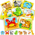 FunMission Puzzles, 8Pcs Animals Pegged Puzzles Toddler Toys, Brain Teaser Puzzles Montessori, Wooden