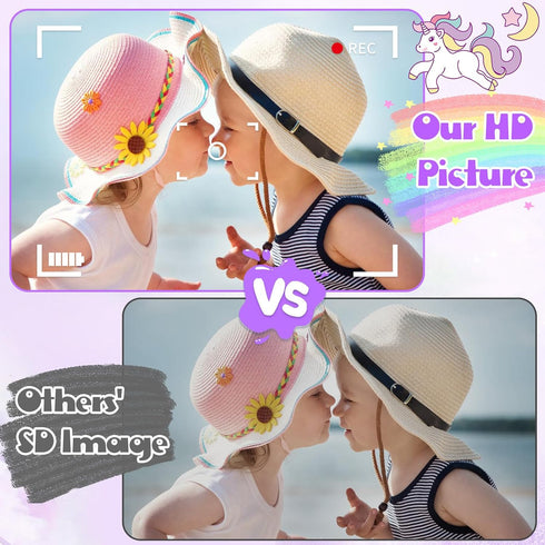 Alotwan 3-8 3 4 5 6 7 8 1080P 32G Kids Camera Unicorn Toys for Girls, Digital Camera for Kids Age Toddler Travel Toys