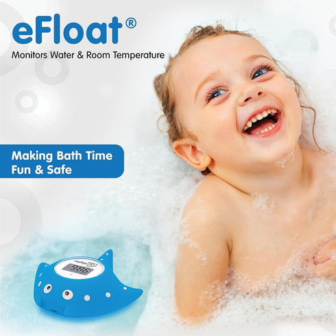 Elepho eFloat Digital Baby Thermometer - Waterproof Device for Bathtub, Monitors Water & Room Temperature (Blue)