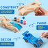 Klever Kits 4 DIY Wooden Race Cars, Build & Paint Your Own Craft Kit, Easy to Assemble Birthday Presents for Kids