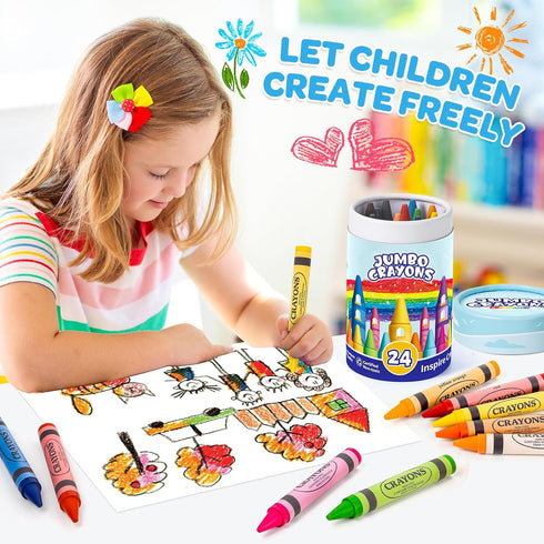 24 Officygnet Colors Jumbo Crayons for Toddlers, Easy to Hold Large Crayons for Kids, Non-Toxic Big Crayon for Kids