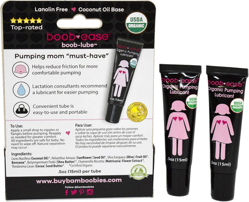 0.5oz, 2 Pack Bamboobies Pumping Lubricant Safe for Breastfeeding and Pumping Moisturizing Comfort for Nursing Moms