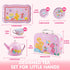 Set Set, 3 4 5 6 JOYIN Fairy Blossom Tea Party for Little Girls, Pretend Pink Tin Teapot Princess Tea Time Play Kitchen
