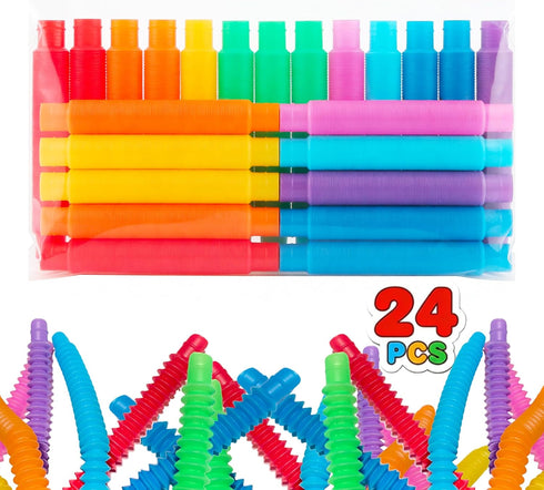 soulFr 24 Pack Pop Tubes,Fidget Toys Bulk for Kids 8-12, Sensory Toys Party