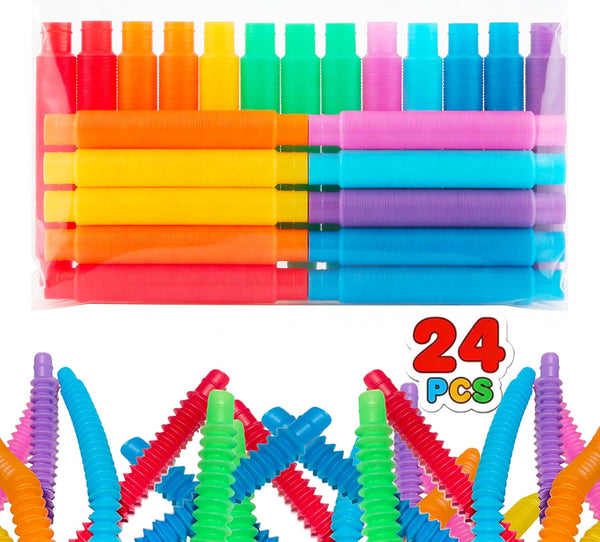 soulFr 24 Pack Pop Tubes,Fidget Toys Bulk for Kids 8-12, Sensory Toys Party