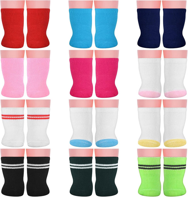 Bonuci 12 Pairs Mini Doll Socks, Multicolored Socks Accessories for 18 Inch Doll