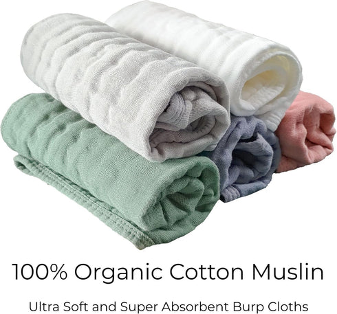 Generic 5 Pack, 20 10 Inch Muslin Burp Cloths for Baby Large x Cotton Burp Cloths, Soft Absorbent Baby Burp Rags