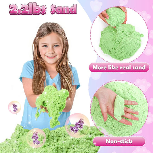 2.2lbs 3 4 5 6 7 8 Lorfancy Cat Sandbox Toys Kids Play Sand Kit Toddler Sensory Bin Toy Sand Pet Cat Figures Care Role