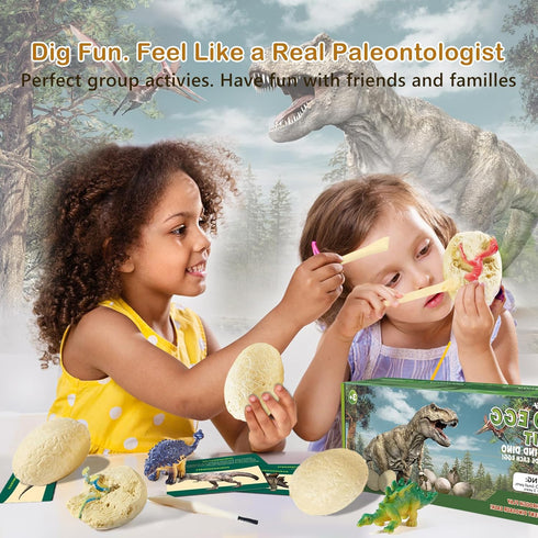 12 5-7 3 4 5 6 7 8 8-13 Dino Fossil Eggs Dinosaur Toys - Dinosaur Eggs Dig Excavation Kit w Play Mat for Kids Ages