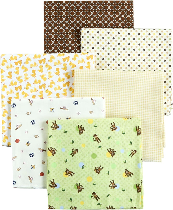Danica Unisex Baby Cotton Flannel Receiving Blankets, 6-Pack, 30'' x 38'' (Baby Duck