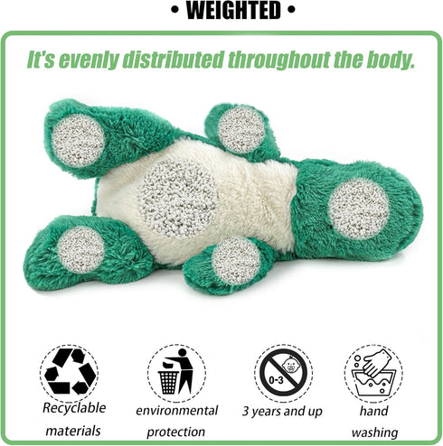 16" Green Dinosaur Weighted Stuffed Animal, 2 Pounds Sensory Comfort Plush Toy Gift for Kids & Adults