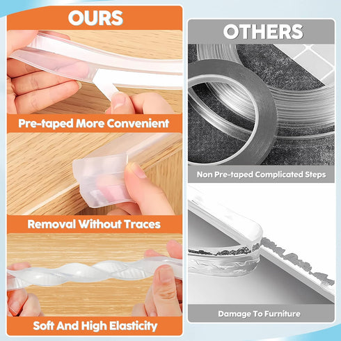 Loiion Edge Protector, 100% Silicone Soft Corner Protectors for Kids, Pre-Tape Adhesive Safety Bumpers