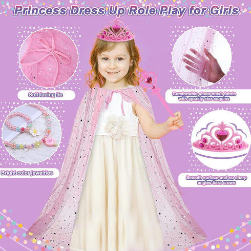 Set Playsets,Dress Set, 3-6 Tea Party for Little Girls,PRE-WORLD Princess Tea Time Toy with Food Sweet Treats Up