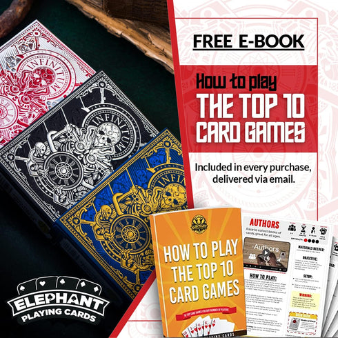 Infinitum Ghost Playing Cards - White & Red Deck with FREE Card Game eBook - Premium Standard Size