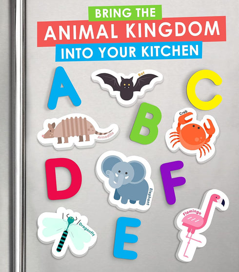 Curious Columbus Toddler Magnets – 52 Animal Fridge Magnets with 26 ABC Letters for Kids