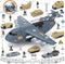 XDUOYJOY Military Airplane Toy, Army Toys Fighter Jet with 8 Vehicles, Army