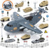XDUOYJOY Military Airplane Toy, Army Toys Fighter Jet with 8 Vehicles, Army